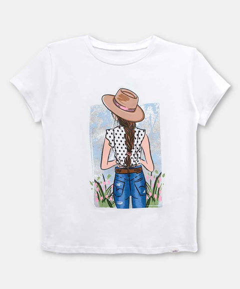 Camiseta Manga Corta Para Niña En Licra Color Blanco