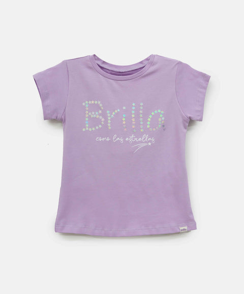 Camiseta Manga Corta Para Bebe Niña En Licra Color Lila