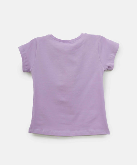 Camiseta Manga Corta Para Bebe Niña En Licra Color Lila