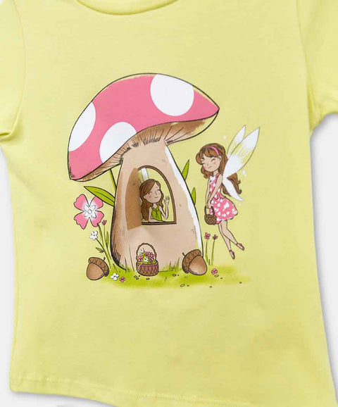 Camiseta Manga Corta Para Bebe Niña En Licra Color Verde Lima