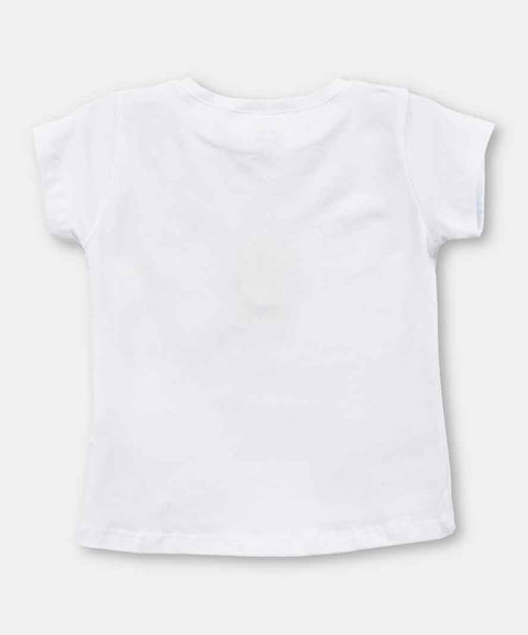 Camiseta Manga Corta Para Bebe Niña En Licra Color Blanco