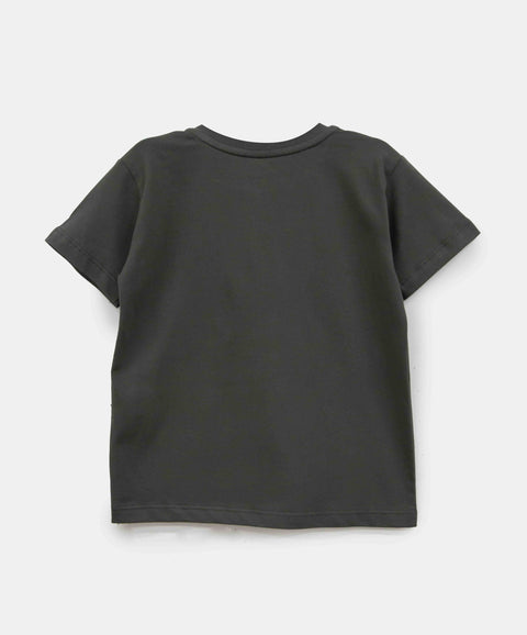 Camiseta Manga Corta Para Bebe Niño En Tela Suave Color Gris Oscuro