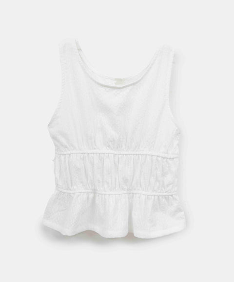 Blusa Manga Sisa Para Niña En Tela Suave Color Blanco