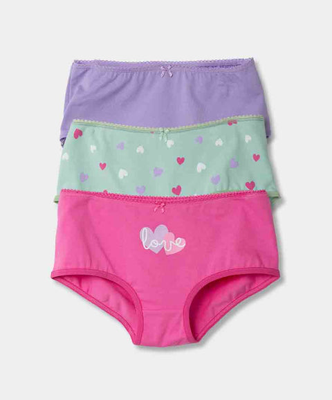 Paquete De Panties X3 Para Niña En Algodón Color Lila Aqua Y Fucsia