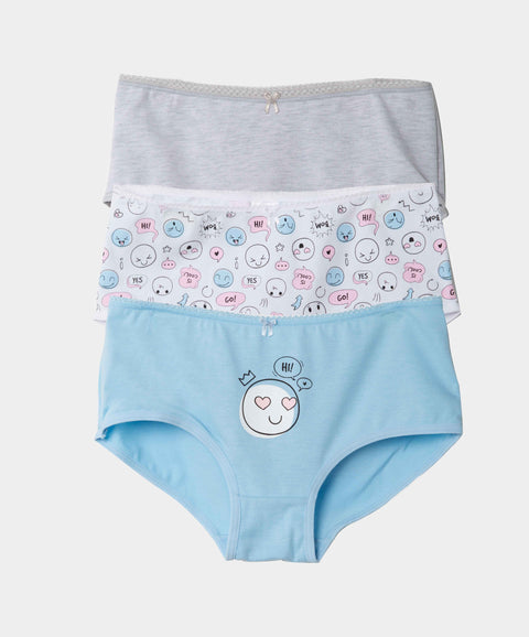 Paquete De Panties X3 Para Niña En Algodón Color Gris Blanco Y Azul