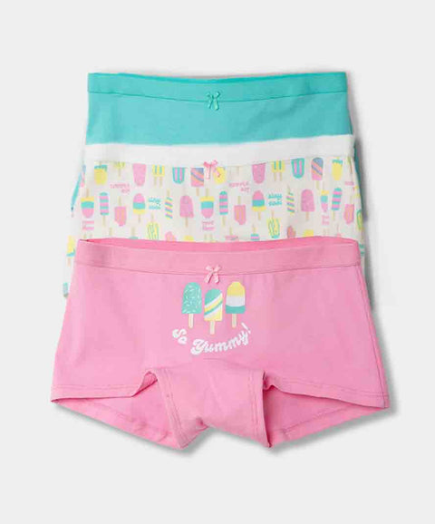 Paquete De Panties X3 Para Niña En Algodón Color Aqua Rosado Y Marfil