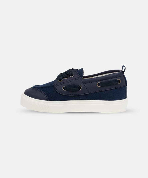 Zapatos Mocasín Para Bebe Niño En Lona Color Azul Oscuro