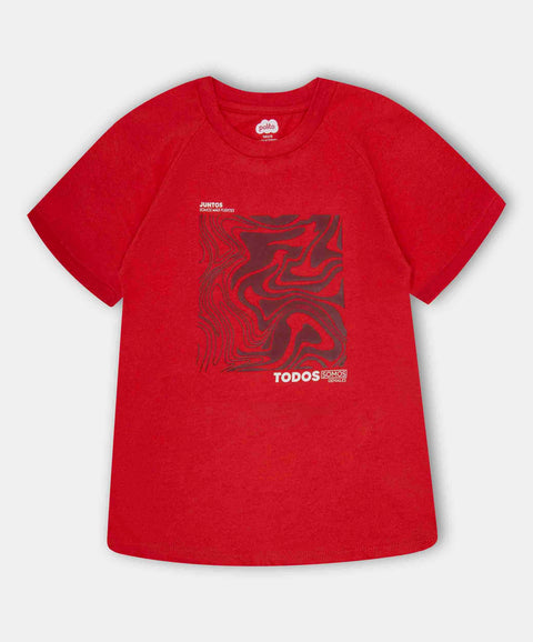 Camiseta Oversize Manga Corta Para Niño  Color Rojo