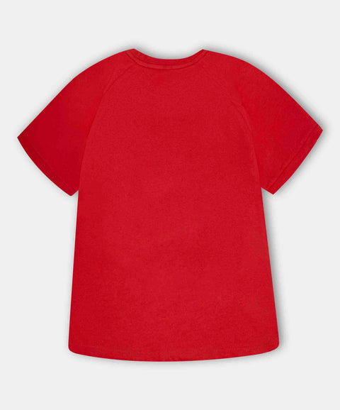 Camiseta Oversize Manga Corta Para Niño  Color Rojo