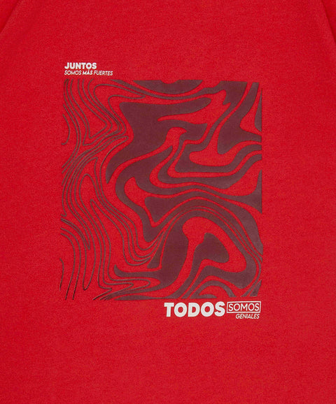 Camiseta Oversize Manga Corta Para Niño  Color Rojo