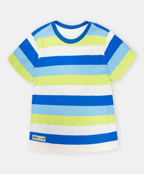 Camiseta Manga Corta Para Bebe Niño En Tela Suave Preteñida Con Rayas