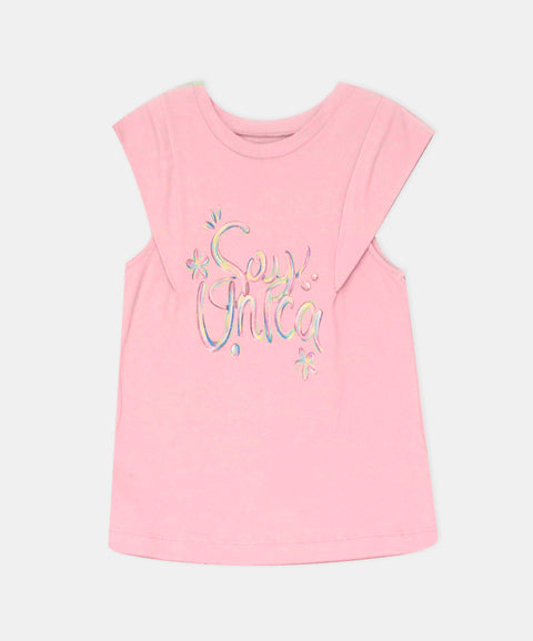 Camiseta Manga Corta Para Niña Color Rosado