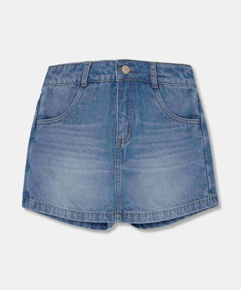 Falda Short Para Niña En Denim Tono Medio