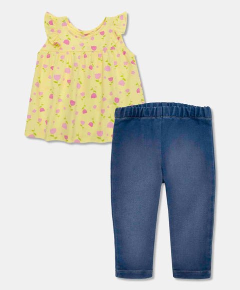 Conjunto De Camiseta Y Leggings Para Recién Nacida Color Amarillo