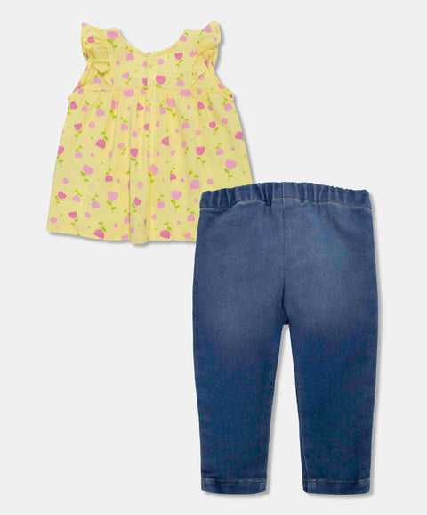 Conjunto De Camiseta Y Leggings Para Recién Nacida Color Amarillo