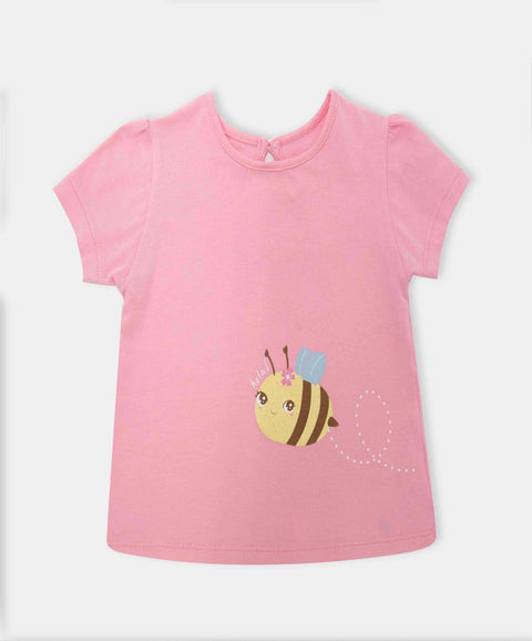 Camiseta Manga Corta Para Recién Nacida En Licra Color Rosado