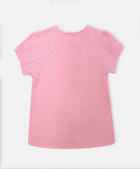 Camiseta Manga Corta Para Recién Nacida En Licra Color Rosado