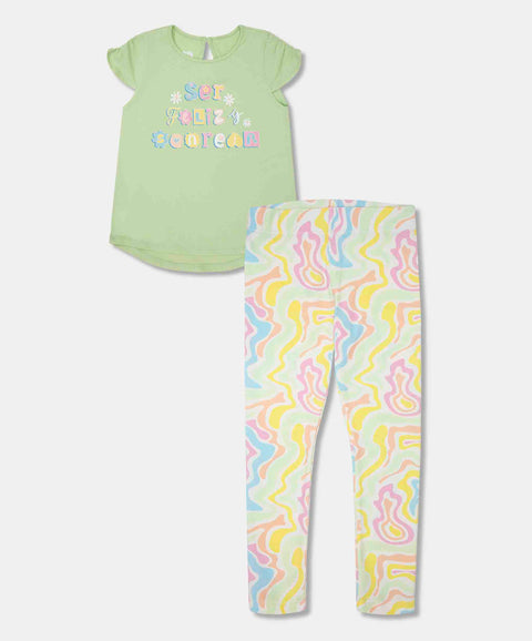 Conjunto Camiseta Y Leggings Para Bebé Niña En Licra Color Verde Manzana