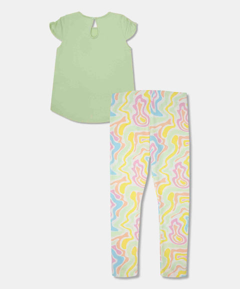 Conjunto Camiseta Y Leggings Para Bebé Niña En Licra Color Verde Manzana