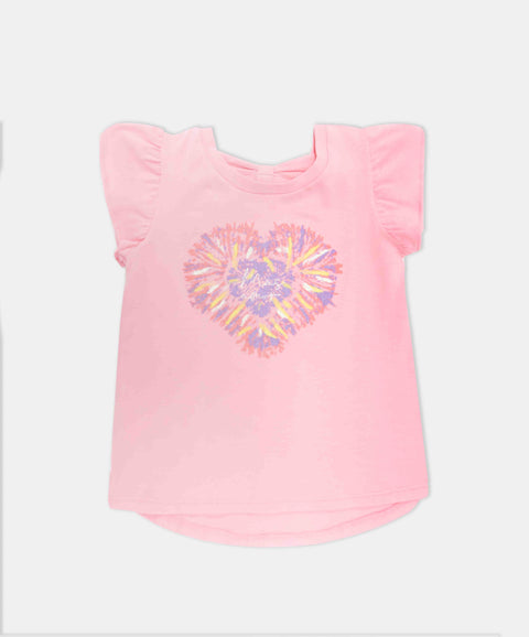 Camiseta Manga Corta Para Bebe Niña En Licra Color Rosado