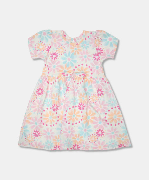 Vestido Manga Corta Para Bebe Niña Color Marfil Estampado