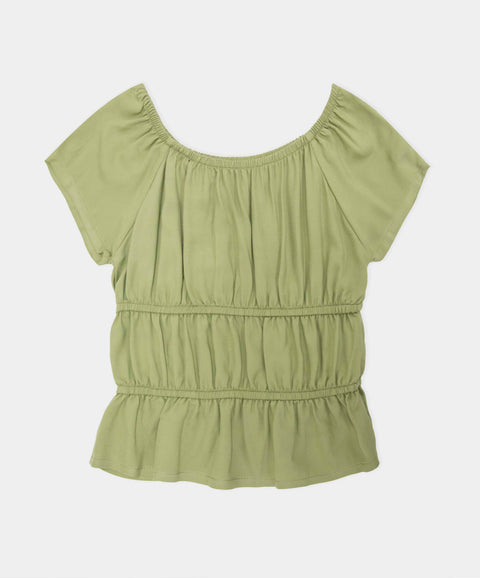 Blusa Manga Corta Para Niña En Tela Suave Color Verde