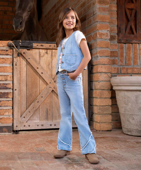 Jean Flare Para Niña En Denim Tono Claro