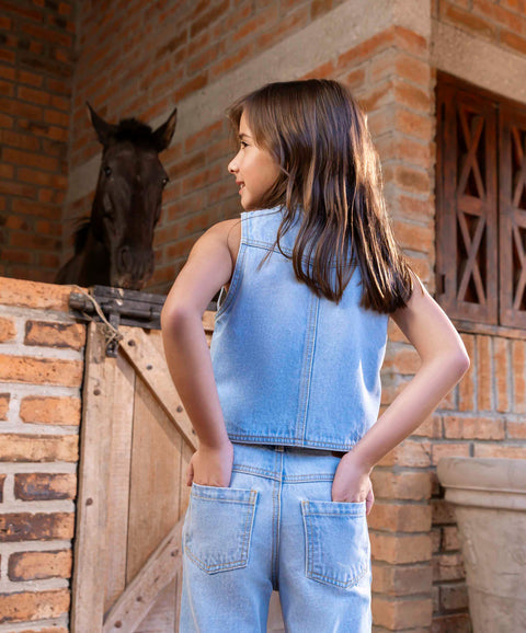 Jean Flare Para Niña En Denim Tono Claro