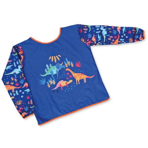Delantal Para Bebé Niño Color Azul Con Estampado De Dinosaurio