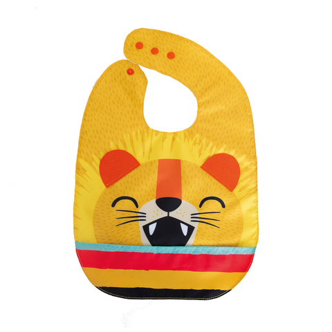 Babero para bebé niño color amarillo con estampado de león