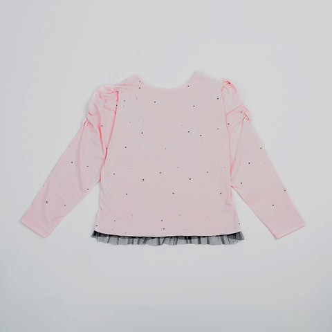 Camiseta para niña en licra color rosado claro