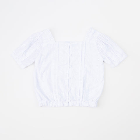 Blusa para niña en popelina color blanco