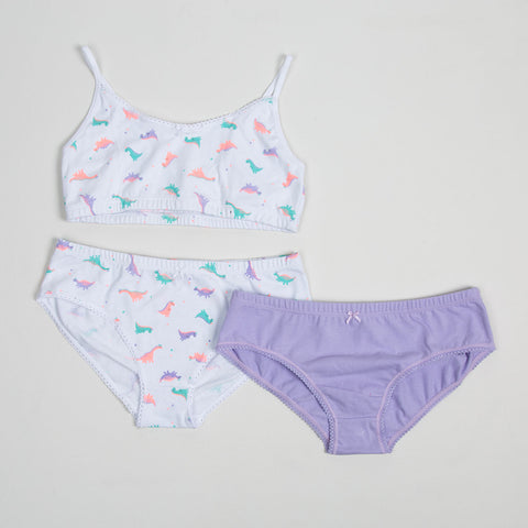 Paquete de top y panties para niña en algodón color hortensia
