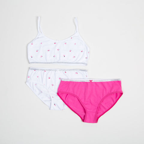 Paquete de top y panties para niña en algodón color rosado