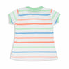 Camiseta tipo polo para niña en algodón color marfil con rayas de colores