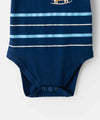 Body manga corta para recién nacido en tela suave color azul navy