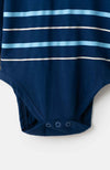 Body manga larga para recién nacido en tela suave color azul navy