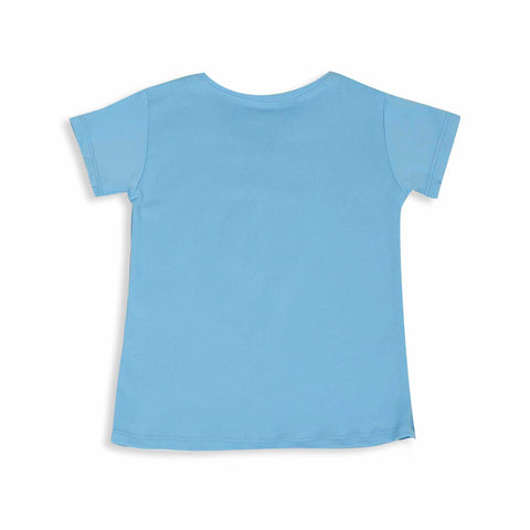 Camiseta para bebé niña en licra color azul