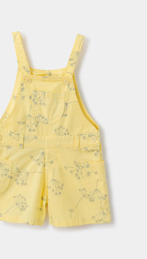 Overol para bebé niña en tela suave color amarillo claro