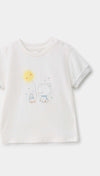 Conjunto de camiseta y jogger para recién nacido en burda color marfil