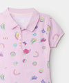 Camiseta tipo polo para niña en algodón color rosado claro