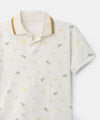 Camiseta tipo polo para niño en algodón color marfil