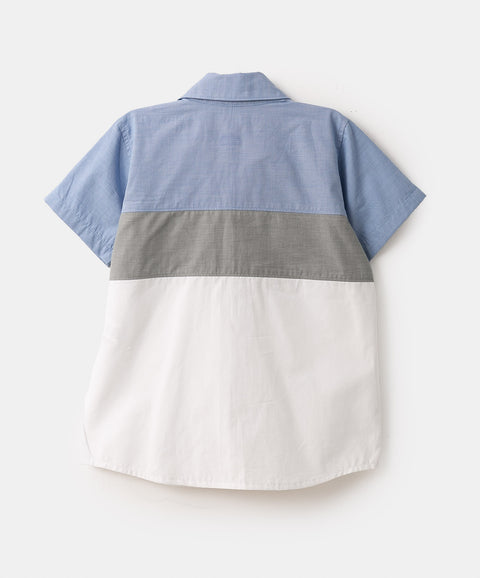 Camisa para bebé niño en popelina color azul