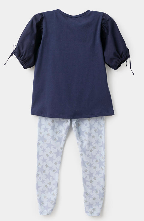 Conjunto Camiseta Y Leggins Para Bebe Niña En Licra Color Azul