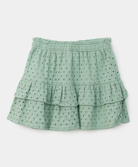 Minifalda para niña en ojalillo color verde