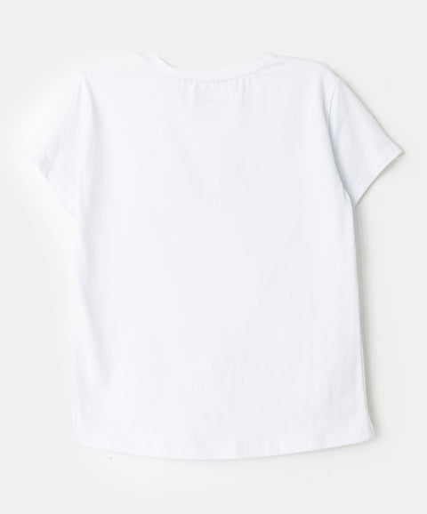 Camiseta Navidad para niña en licra color blanco
