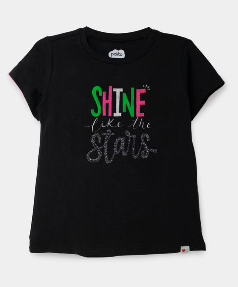 Camiseta para niña en licra color negro