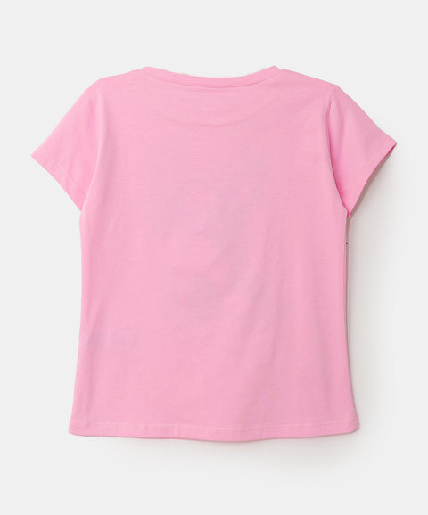 Camiseta para bebé niña en licra color rosado