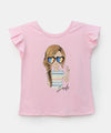 Camiseta manga corta para niña en licra color rosado