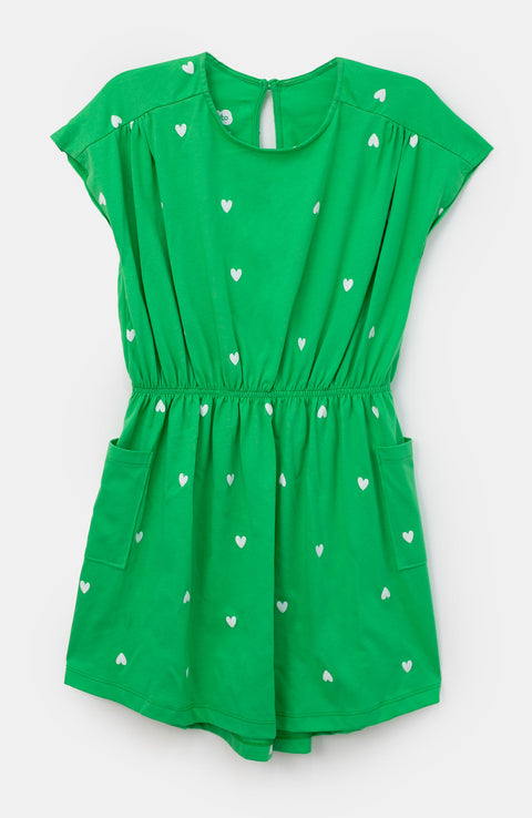 Vestido para niña en licra color verde